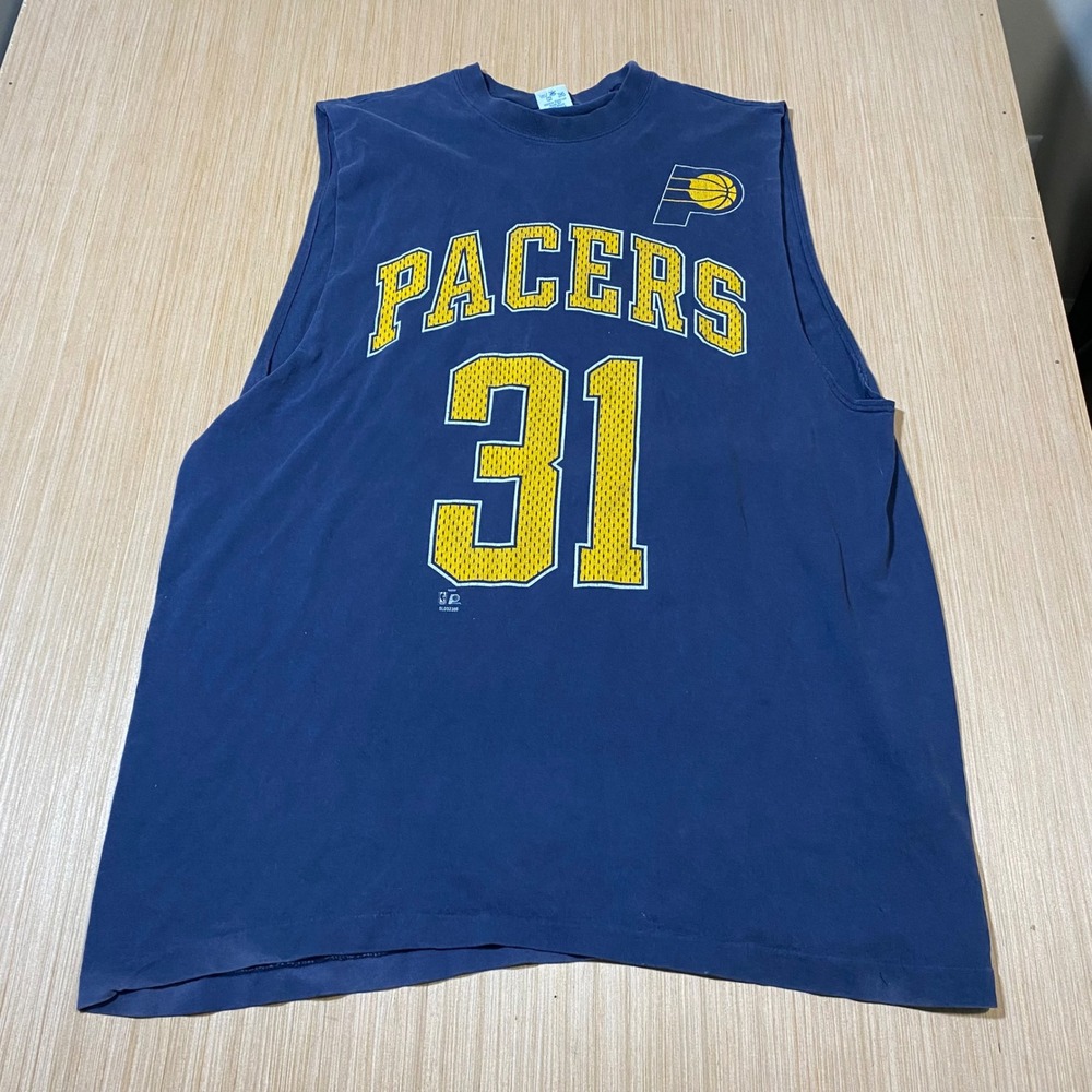 Vintage Salem Sportswear Indiana Pacers Reggie Miller 31 Muscle Tee Navy XXL USA